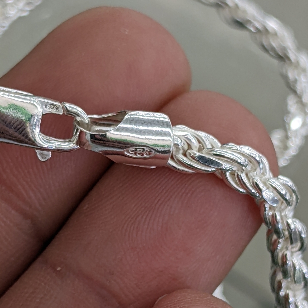 925 Sterling Silver Solid Rope Chain - image 8